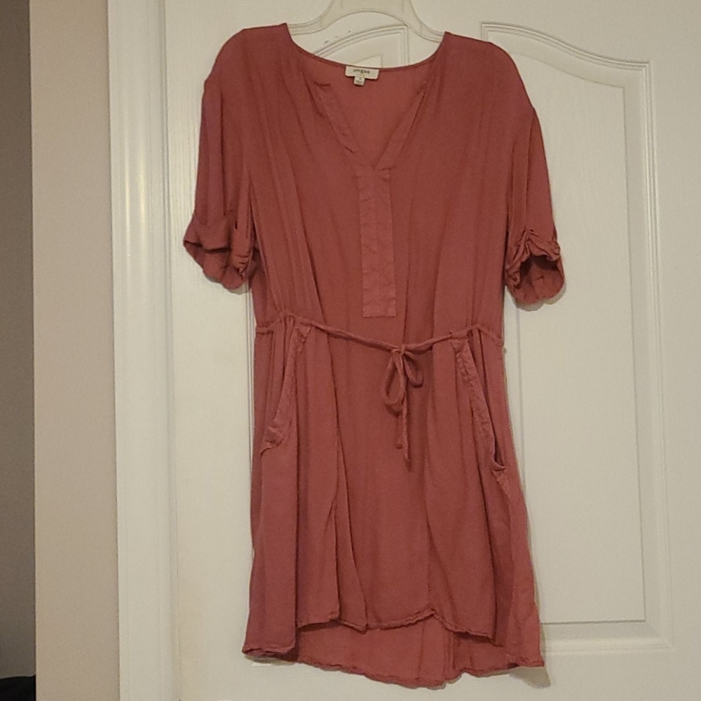 Rose pink drawstring dress small never worn